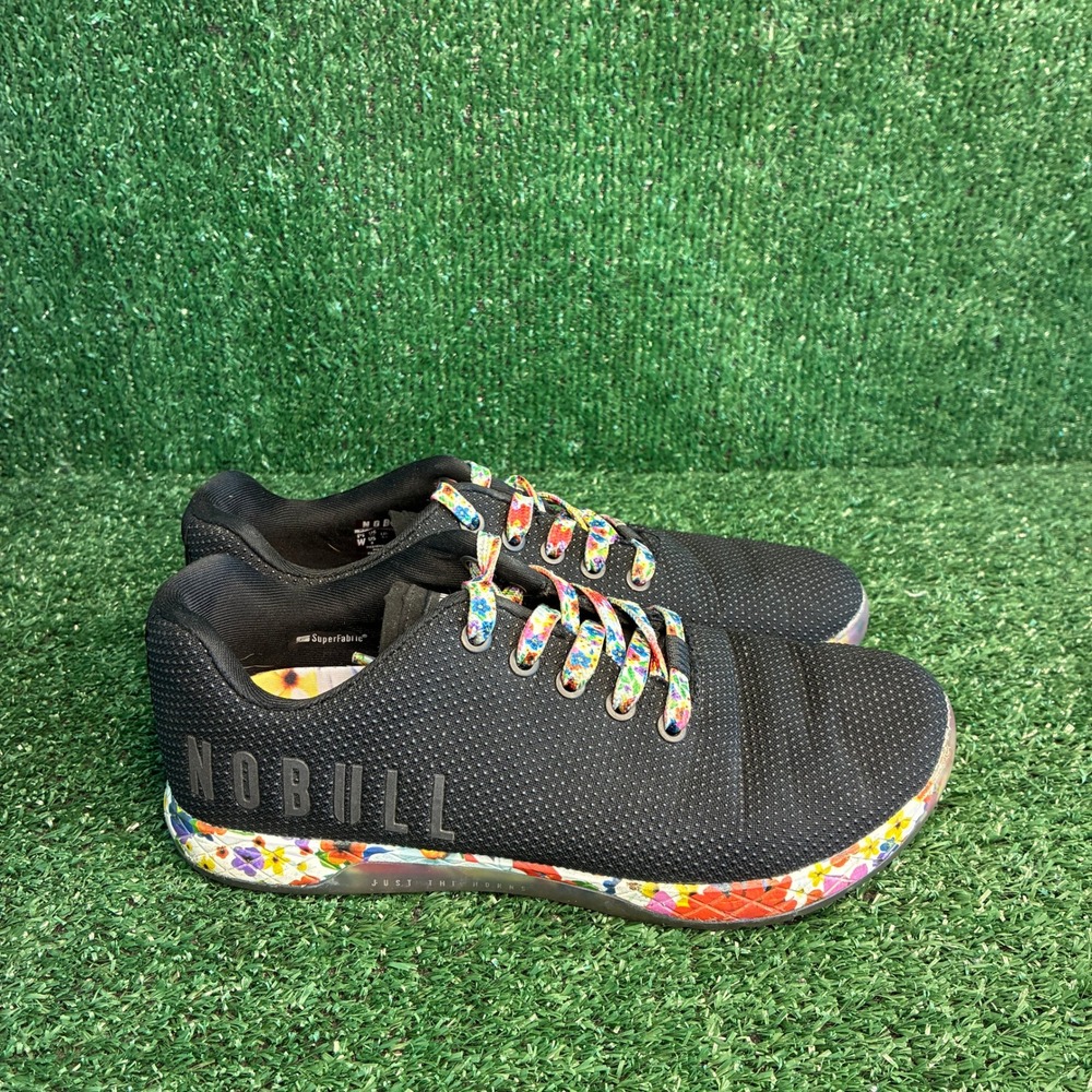 NOBULL SuperFabric Floral Wildflower Trainer Cross Training Shoes Black Womens 8